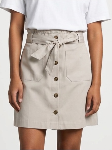 Loft Beige Button-Front Paperbag Mini Skirt Size 12